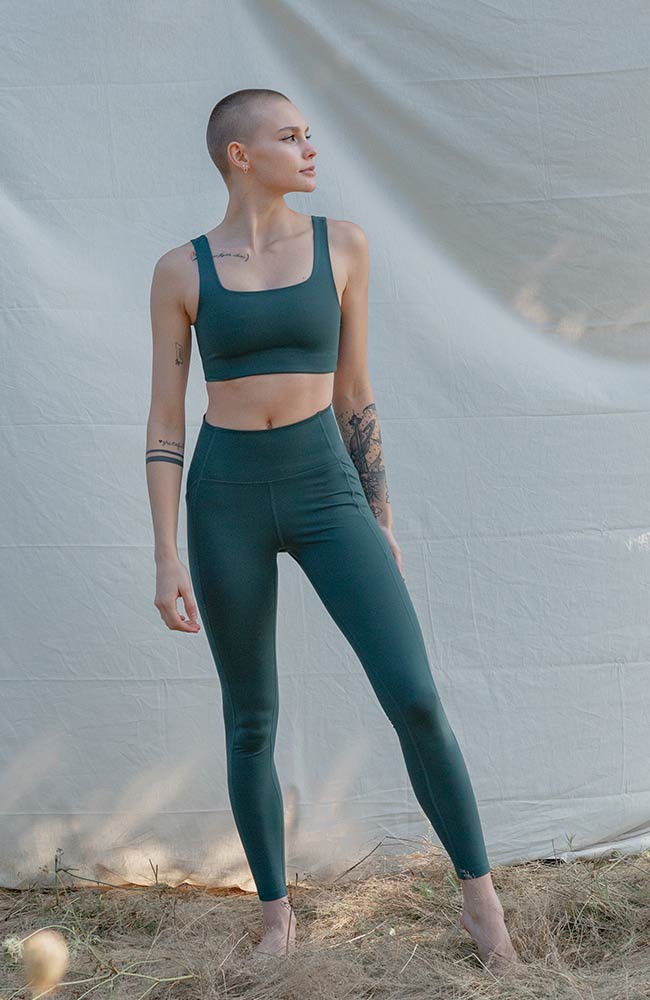 Green Compressive Leggings by Girlfriend Collective on Sale
