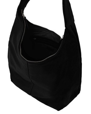 Black Zip Top Large Leather Hobo Shoulder Bag from Sostter