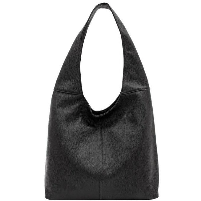 Black Pebbled Leather Hobo Bag - Italian Calf Leather from Sostter