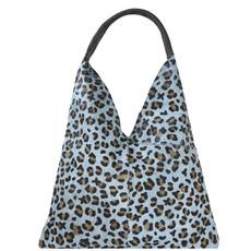 Blue Animal Print Leather Boho Shoulder Bag via Sostter