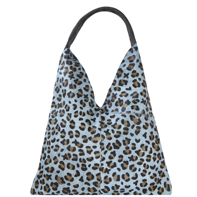 Blue Animal Print Pocket Boho Leather Bag from Sostter