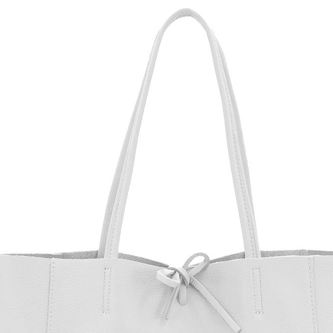 White Pebbled Leather Tote with Inner Pocket from Sostter