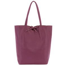 Plum Pebbled Leather Tote Shopper - Spacious Calf Leather Bag via Sostter