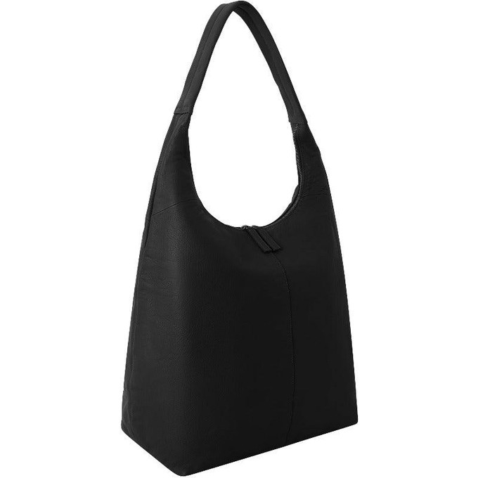 Black Zip Top Large Leather Hobo Shoulder Bag from Sostter