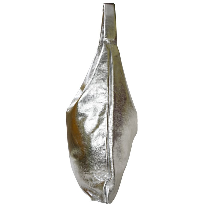 Silver Metallic Pocket Boho Leather Bag from Sostter