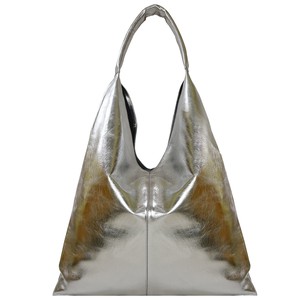 Silver Metallic Pocket Boho Leather Bag from Sostter