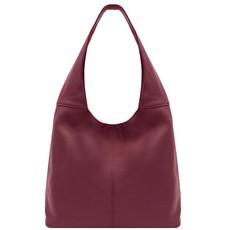 Italian Pebbled Leather Hobo Bag with Zipper Closure via Sostter