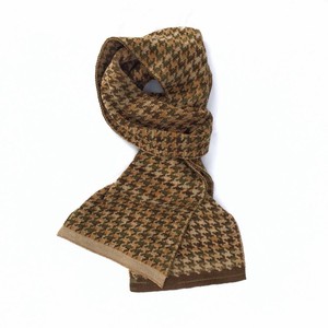 Moss Pied-De-Poule Jacquard Knit Merino Blend Scarf - Green, Beige from STUDIO MYR