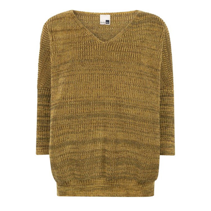 Sunbeam Merino Blend Oversized V Neck Jumper With Sparkles - Mustard Blend from STUDIO MYR