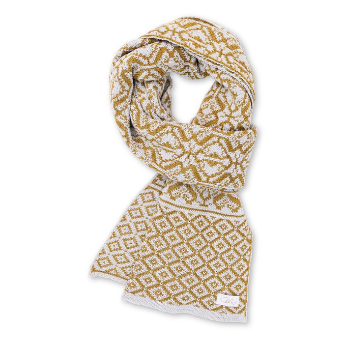 Davida Luxurious Scarf in Double Knit Velvet & Merino Blend - Grey/Golden from STUDIO MYR