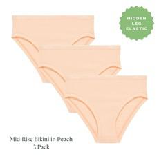 Organic Cotton Mid-Rise Bikini in Peach 3-Pack via Subset