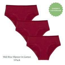 Organic Cotton Mid-Rise Hipster in Garnet 3-Pack via Subset