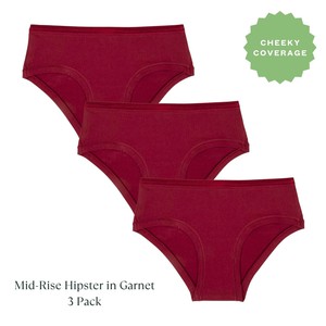 Organic Cotton Mid-Rise Hipster in Garnet 3-Pack from Subset