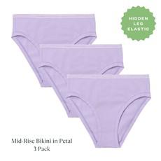 Organic Cotton Mid-Rise Bikini in Petal 3-Pack via Subset