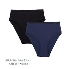 Organic Cotton High-Rise Brief in Carbon & Marine 2-Pack via Subset