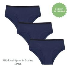 Organic Cotton Mid-Rise Hipster in Marine 3-Pack via Subset