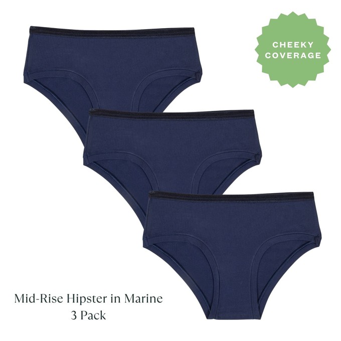 Organic Cotton Mid-Rise Hipster in Marine 3-Pack from Subset