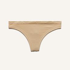 Organic Cotton Low-Rise Thong in Wheat via Subset