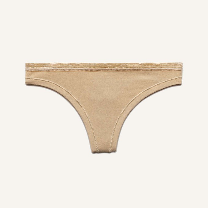 Organic Cotton Low-Rise Thong in Wheat from Subset