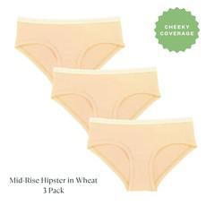 Organic Cotton Mid-Rise Hipster in Wheat 3-Pack via Subset