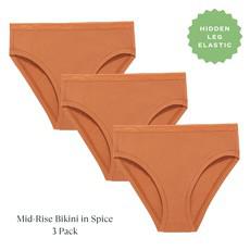 Organic Cotton Mid-Rise Bikini in Spice 3-Pack via Subset