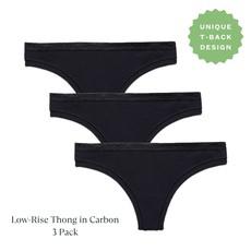 Organic Cotton Low-Rise Thong in Carbon Multi-Pack via Subset