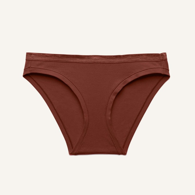 Organic Cotton Low-Rise Bikini in Cacao (with Leg Elastic) from Subset