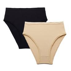 Organic Cotton High-Rise Brief in Carbon & Wheat 2-Pack via Subset