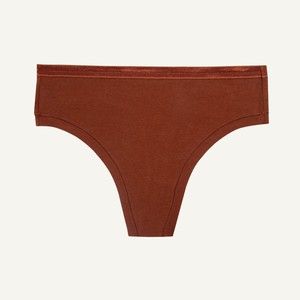 Organic Cotton Mid-Rise Thong in Cacao from Subset