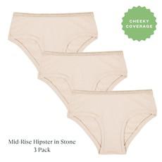 Organic Cotton Mid-Rise Hipster in Stone 3-Pack via Subset