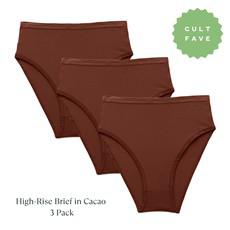 Organic Cotton High-Rise Brief in Cacao 3-Pack via Subset