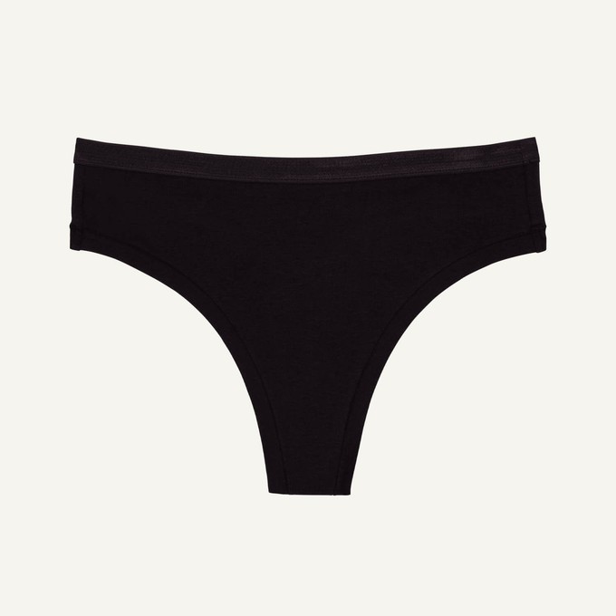 Organic Cotton Mid-Rise Thong in Carbon from Subset