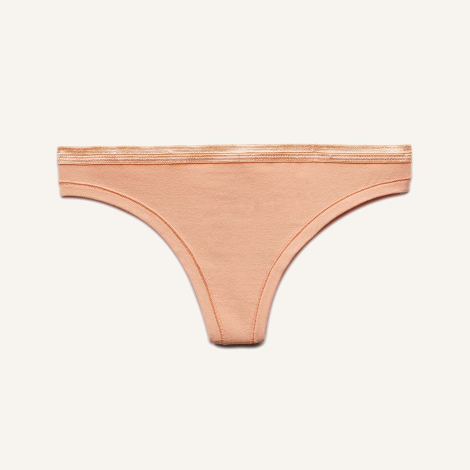 Organic Cotton Low-Rise Thong in Peach from Subset