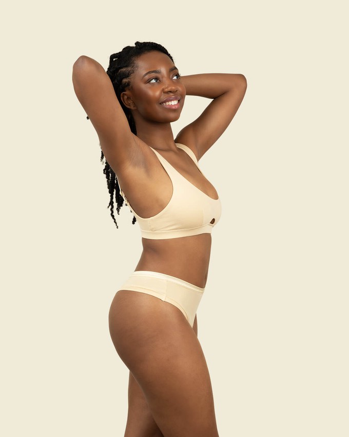 Organic Cotton Mid-Rise Thong in Carbon & Wheat 2-Pack from Subset