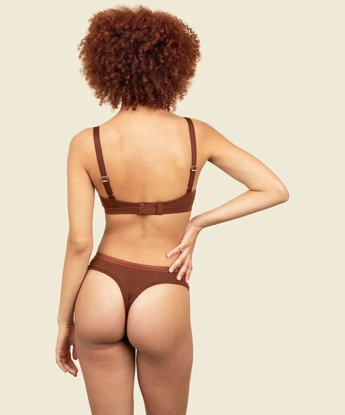 Organic Cotton Mid-Rise Thong in Carbon & Cacao 2-Pack from Subset