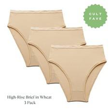 Organic Cotton High-Rise Brief in Wheat 3-Pack via Subset