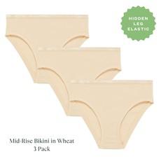 Organic Cotton Mid-Rise Bikini in Wheat 3-Pack via Subset