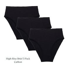 Organic Cotton High-Rise Brief in Carbon 3-Pack via Subset