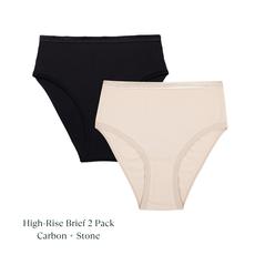 Organic Cotton High-Rise Brief in Carbon & Stone 2-Pack via Subset