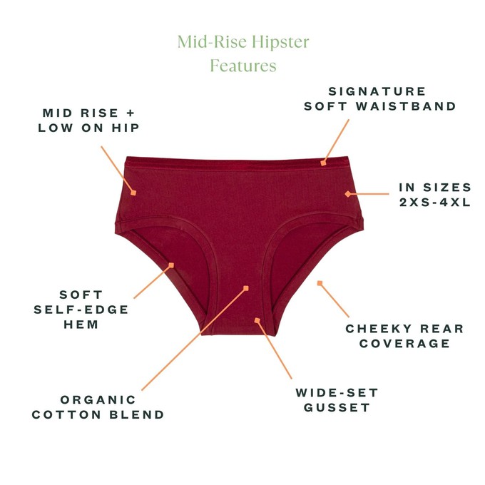 Organic Cotton Mid-Rise Hipster in Garnet 3-Pack from Subset