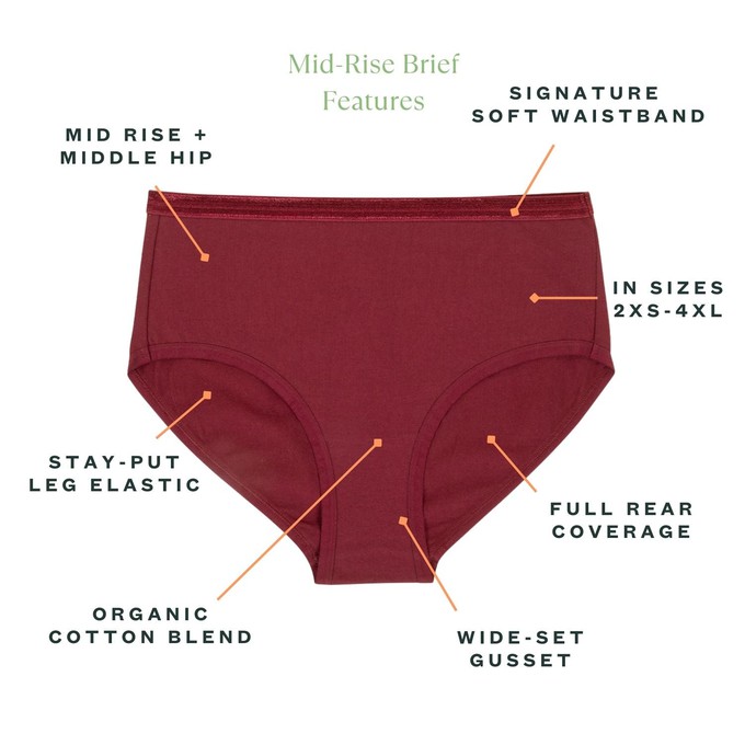 Organic Cotton Mid-Rise Brief in Garnet 3-Pack from Subset