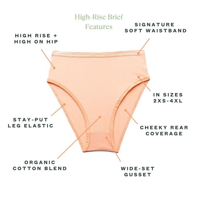 Organic Cotton High-Rise Brief in Peach 3-Pack from Subset