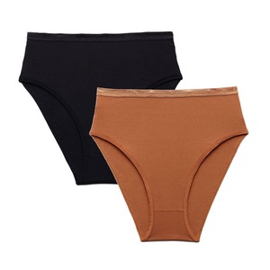 Organic Cotton High-Rise Brief in Carbon & Spice 2-Pack from Subset