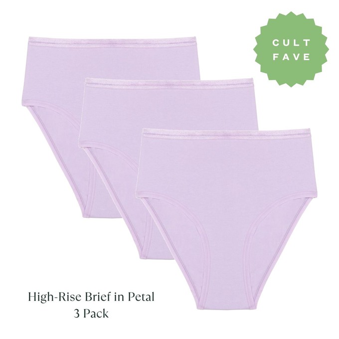 Organic Cotton High-Rise Brief in Petal 3-Pack from Subset