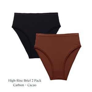 Organic Cotton High-Rise Brief in Carbon & Cacao 2-Pack from Subset