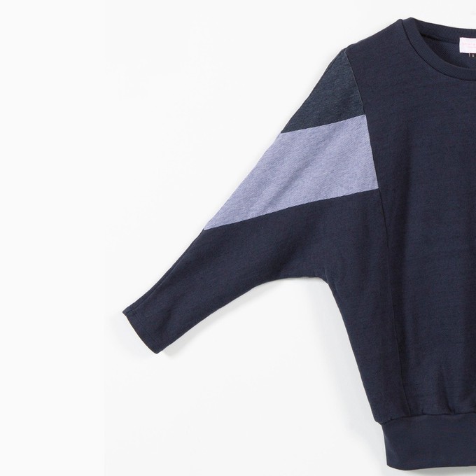 Sweatshirt - AMY - made from 4 different recycled fabrics: blue, blue, denimº from The Driftwood Tales