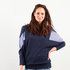 Sweatshirt - AMY - made from 4 different recycled fabrics: blue, blue, denimº from The Driftwood Tales