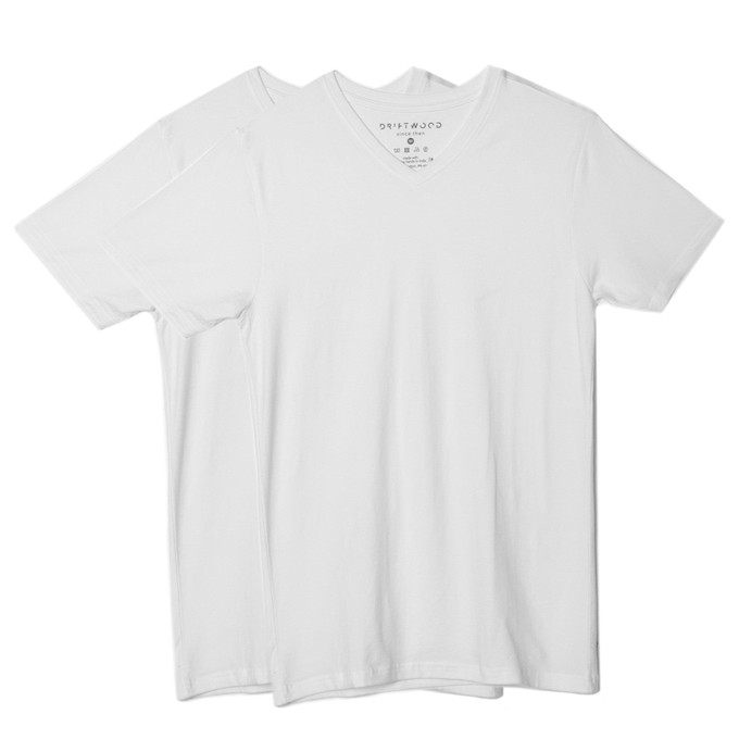 2 x T-shirt Basic - Organic cotton - white - V-neck from The Driftwood Tales