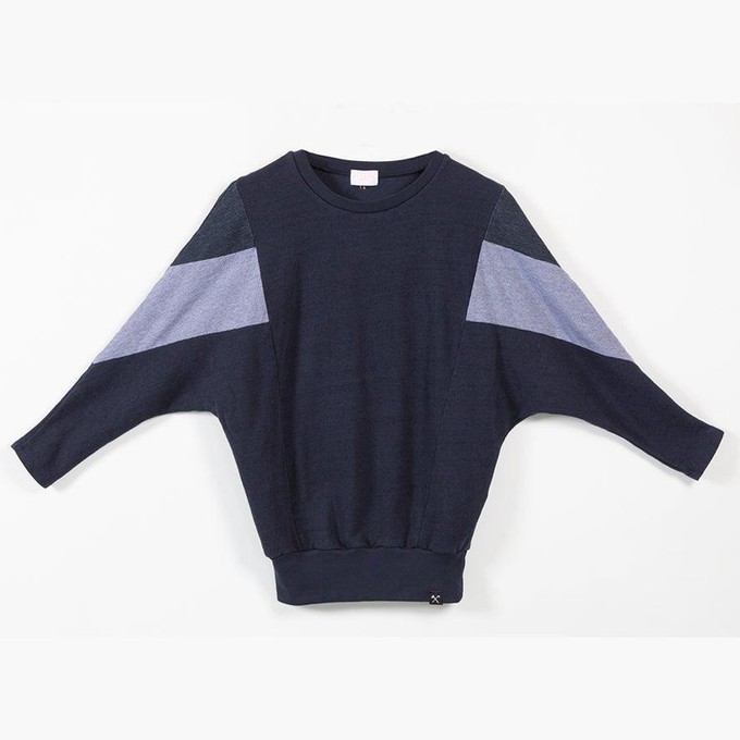 Sweatshirt - AMY - made from 4 different recycled fabrics: blue, blue, denimº from The Driftwood Tales