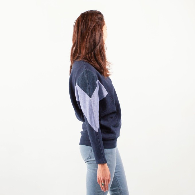 Sweatshirt - AMY - made from 4 different recycled fabrics: blue, blue, denimº from The Driftwood Tales